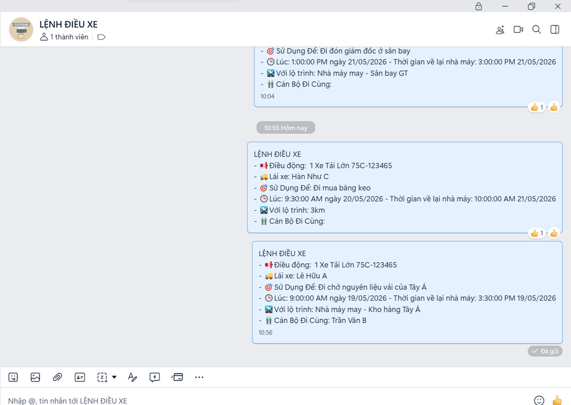 Thông báo tự động qua nhóm Zalo
